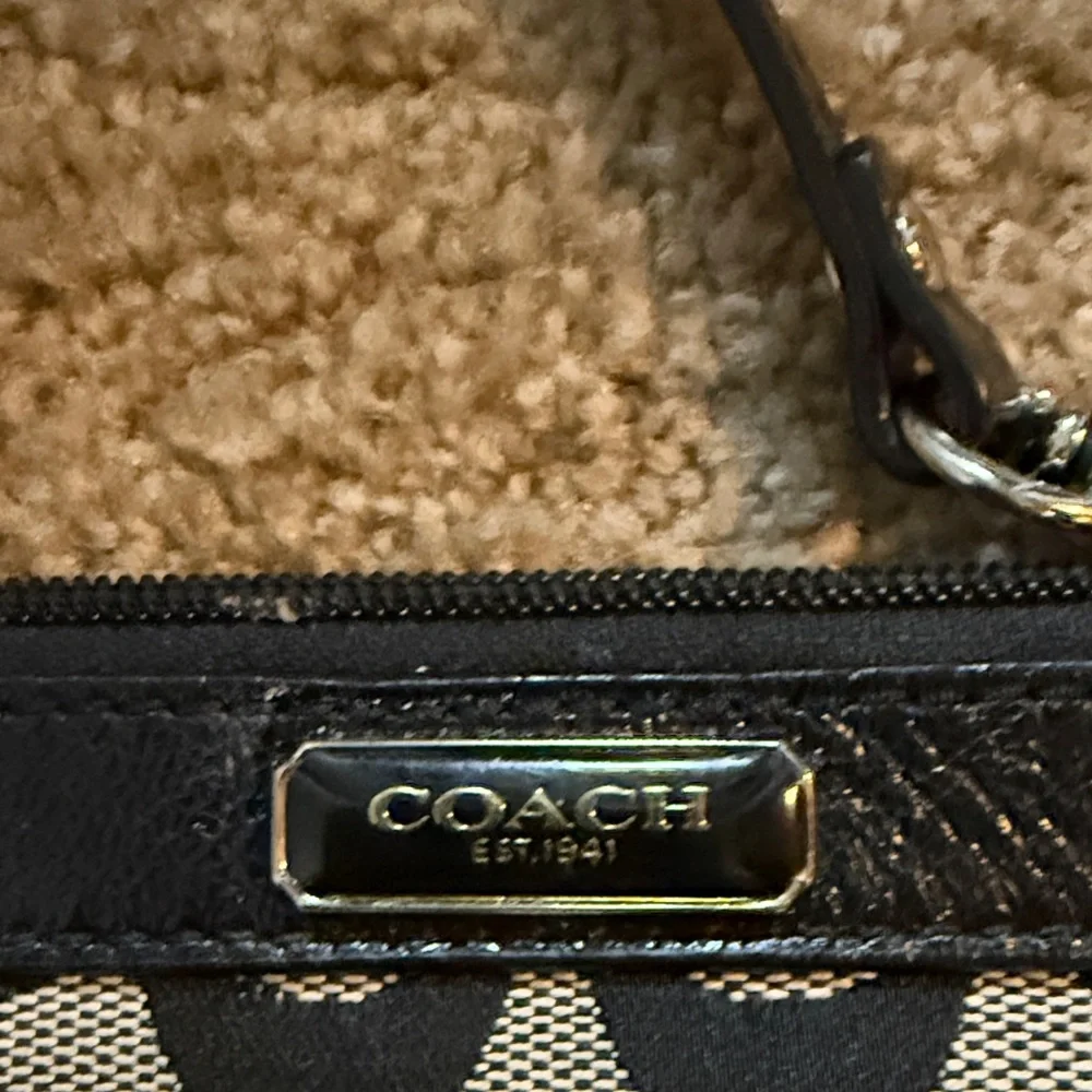 Coach Black and Tan Signature Wristlet - Picture 2 of 4